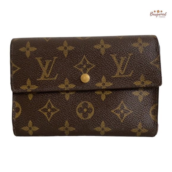 Authentic LOUIS VUITTON Brown Monogram Porte Tresor Etui Papiers Trifold Wallet